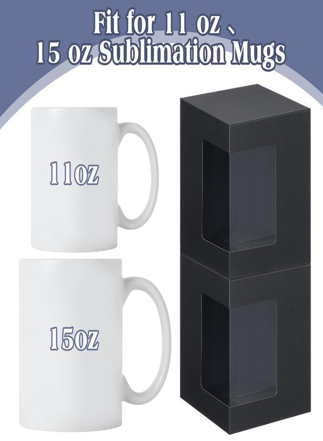 Harloon 72 Pcs Mug Boxes for Gift Coffee Mug Box Transparent Packaging Box for Blanks Sublimation 11oz, 12oz, 15oz Ceramic Blank Coffee Mugs Cups Gift Wrapping(Black) - Image 4